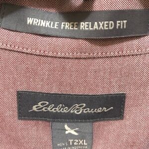 NEW Eddie Bauer mens button front shirt T2XL Wrinkle free relaxed cotton